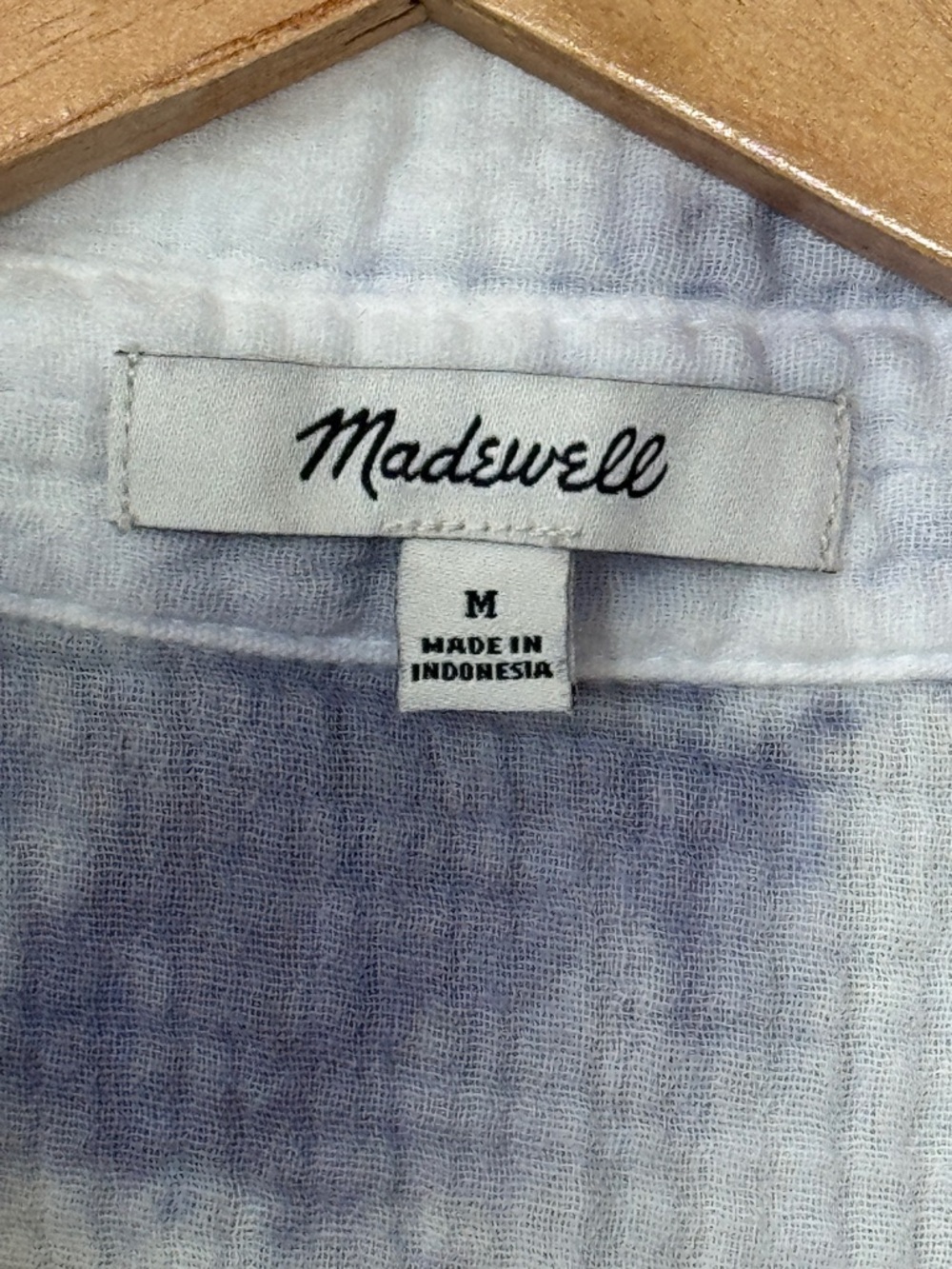 Madewell White Shirt with Light Blue Tie-Dye Accents - Picture 2 of 3